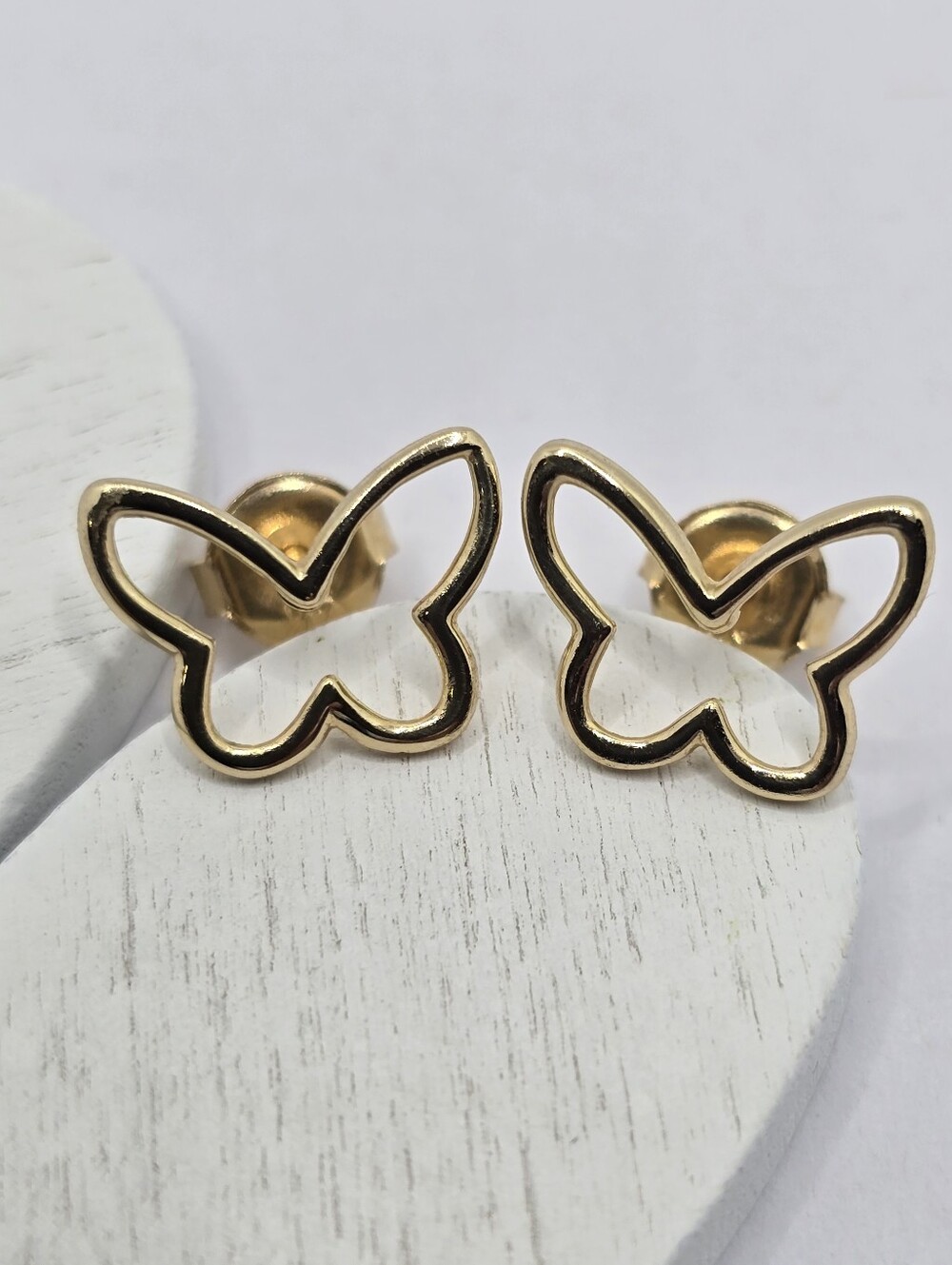14 Karat Yellow Gold Butterfly Stud Earrings